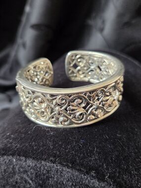 Charles Krypell Silver Filigree Ivy Scroll Collection Hinge Cuff Bracelet 75g